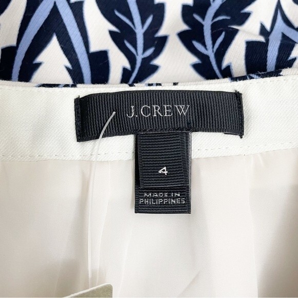 NWT J. Crew Trellis Skirt Blue & White Floral Scroll Mini A-Line Skirt Size 4 - Picture 10 of 16